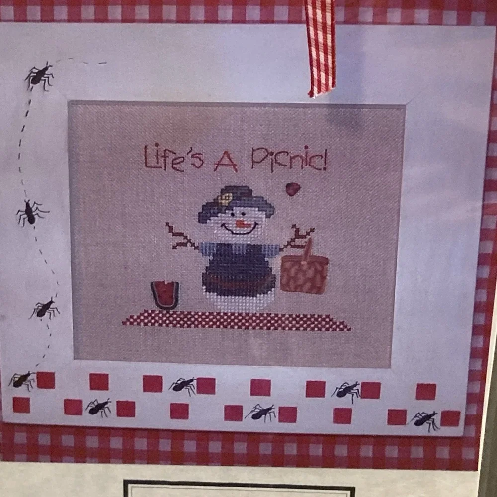 One More‎ Stitch Snowman Life's a Picnic Cross Stitch Pattern & Charms Winter